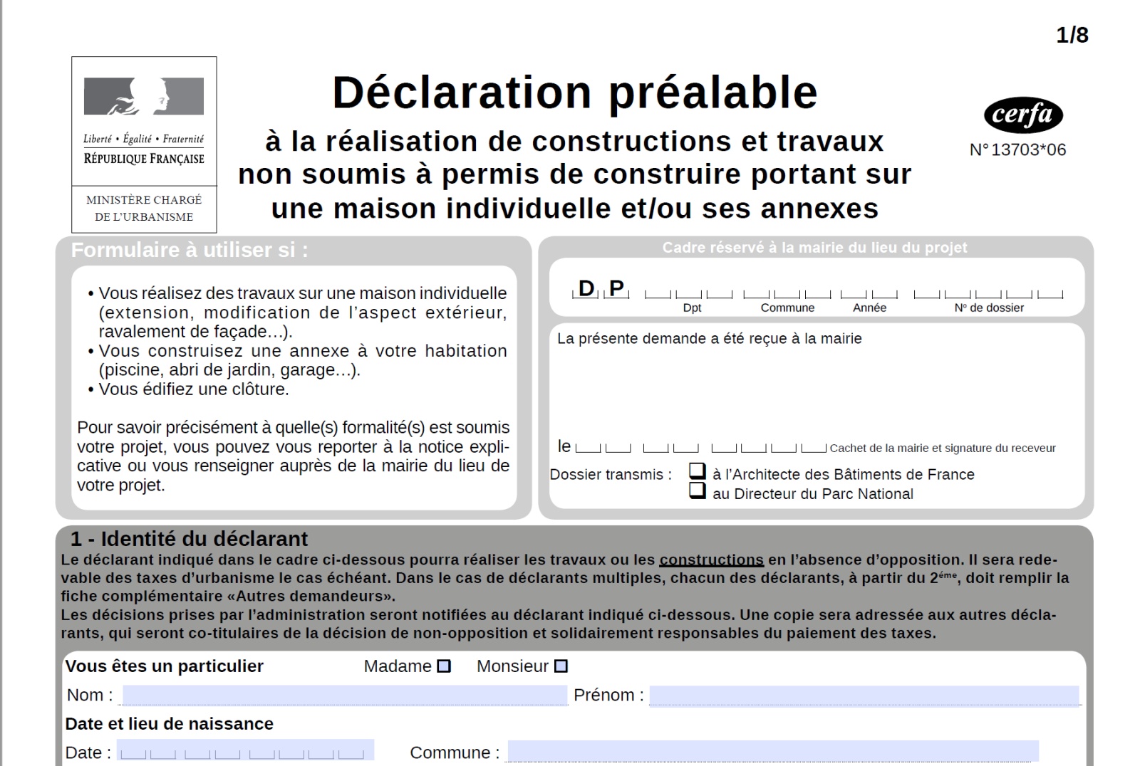 formulaire déclaration préalable de travaux Déclaration de travaux 
					pour la réalisation d'une terrasse  sur 01570 ASNIERES SUR SAONE 